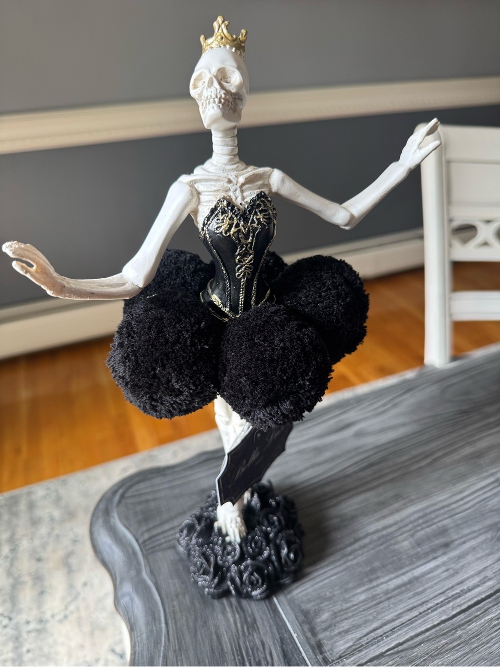 Bella Luxx Black and Gold Skeleton Ballerina Figurine